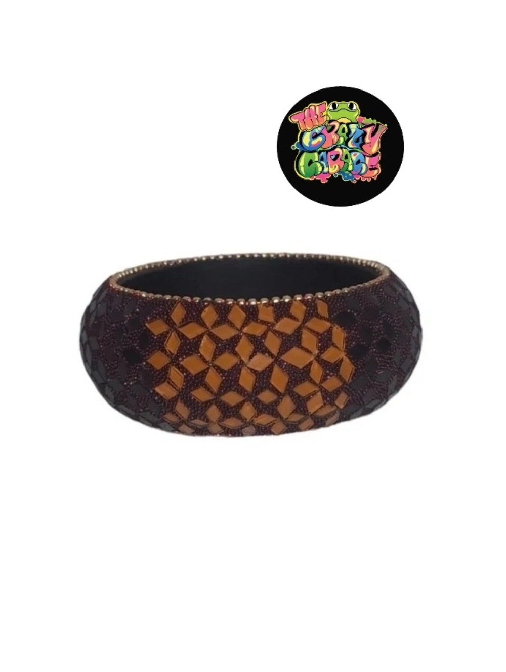 Geometric Design Brown/Orange Cut Glass Bangle Bracelet Geodesign